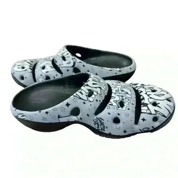 KEEN Men's Yogui Arts Clog US 13 EU 47 EUC light weight GREY graffiti - Picture 4 of 11
